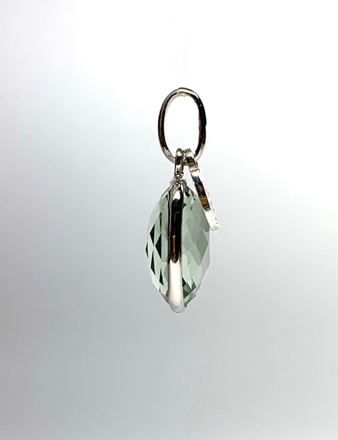 Green Amethyst “Cushion”, 925 Sterling Silver Pendant