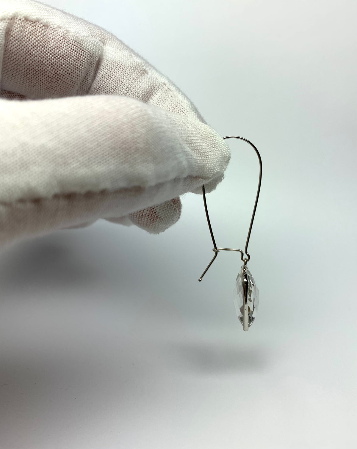 Clear Quartz “Cushions”, 925 Sterling Silver Long Earrings