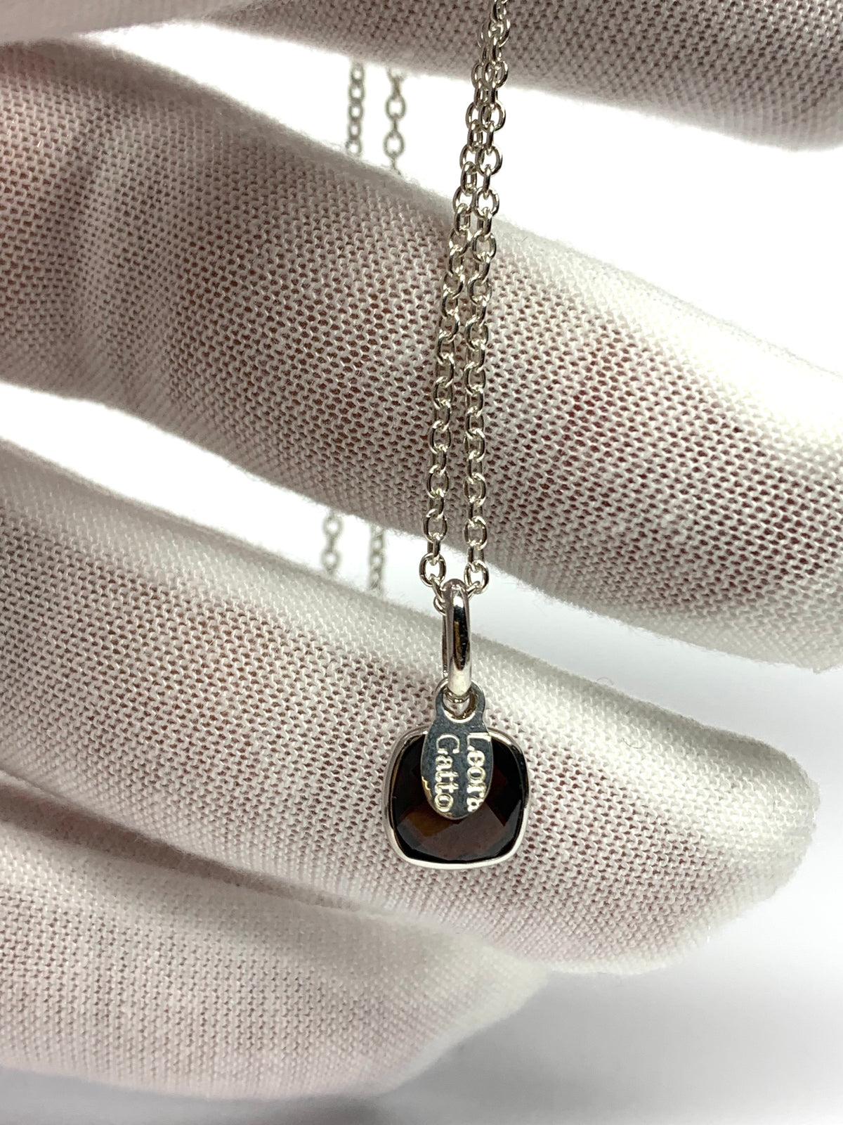 Red Garnet “Cushion”, 925 Sterling Silver Pendant