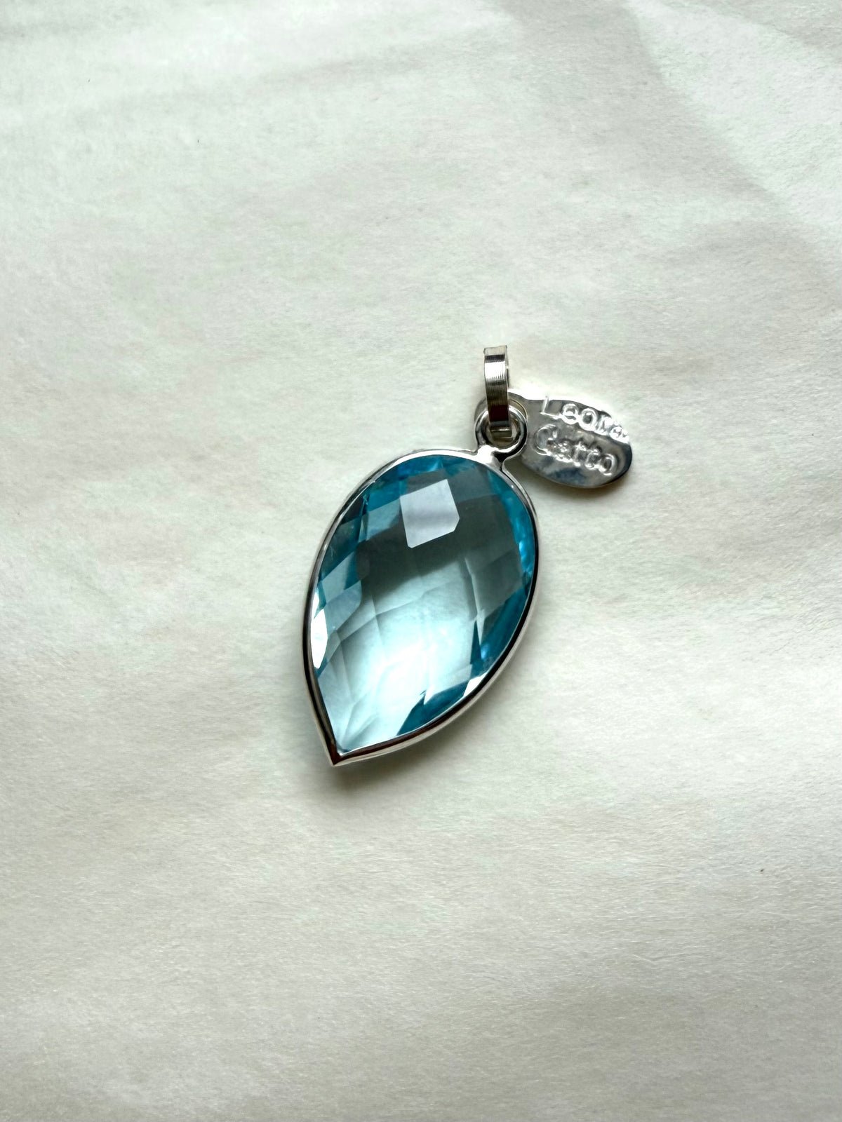 “Blue Drop” Pendant, 925 Sterling Silver, Blue Topaz