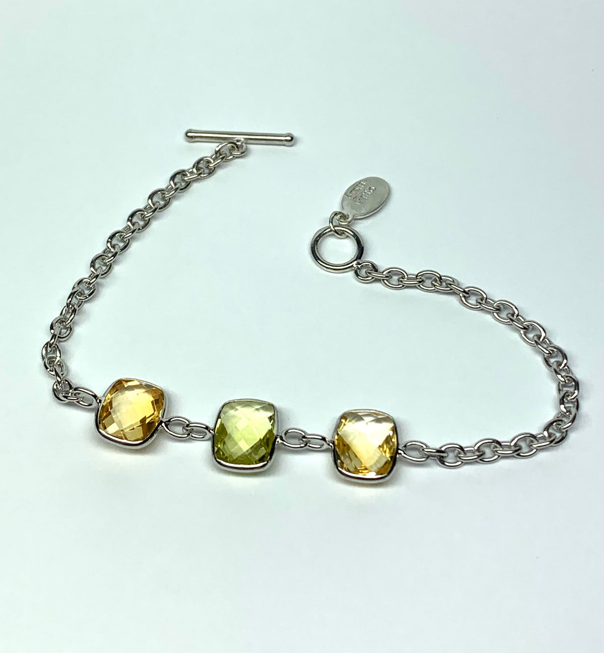 Citrine, Lemon Quartz “Cushions”, 925 Sterling Silver Bracelet
