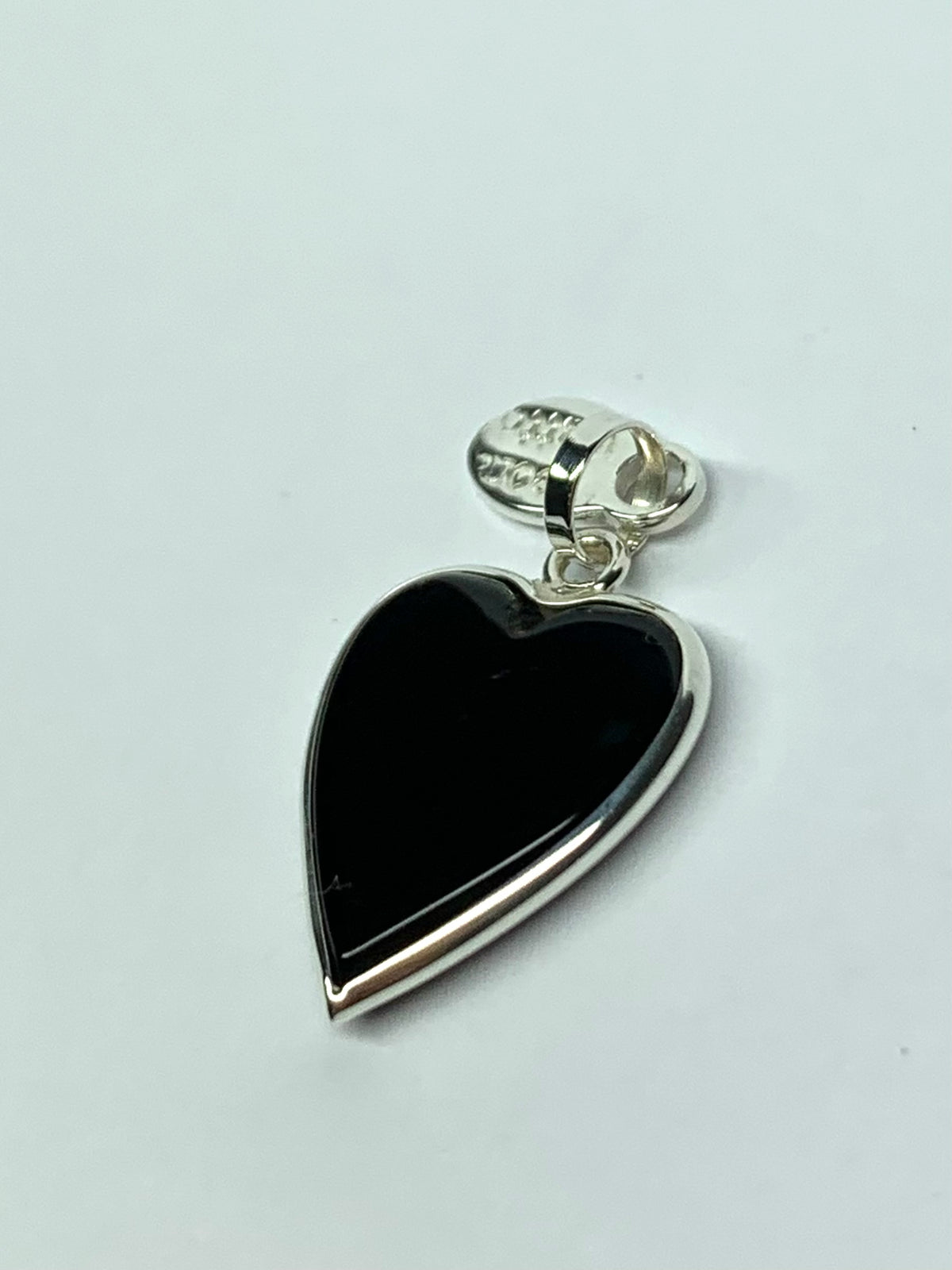Black Onyx “Heart” Pendant, 925 Sterling Silver