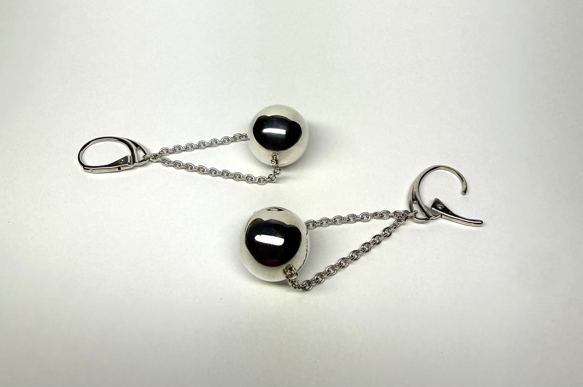 Earrings “Spheres”, 925 Sterling Silver, Leverback