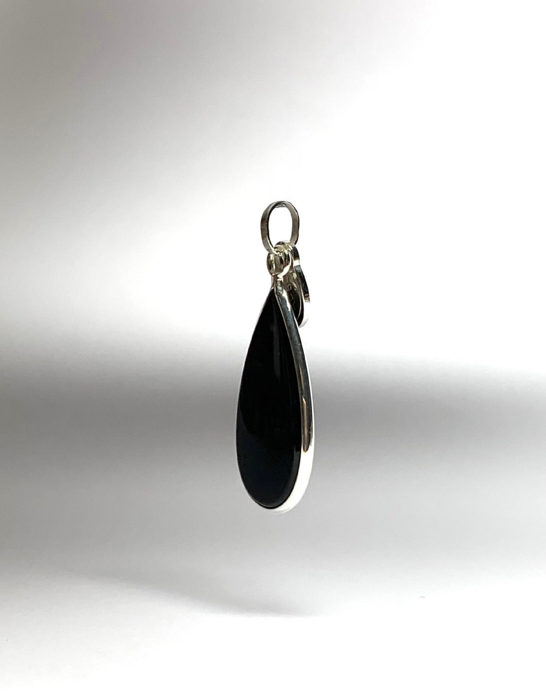Black Onyx “Drop” Pendant, 925 Sterling Silver