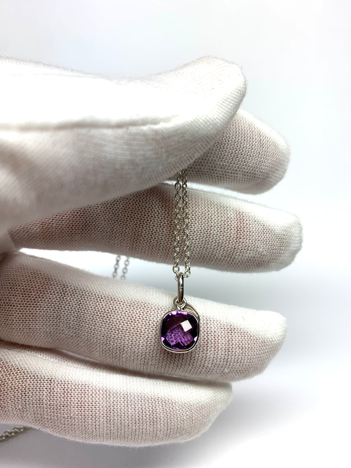 Purple Amethyst “Cushion”, 925 Sterling Silver Pendant