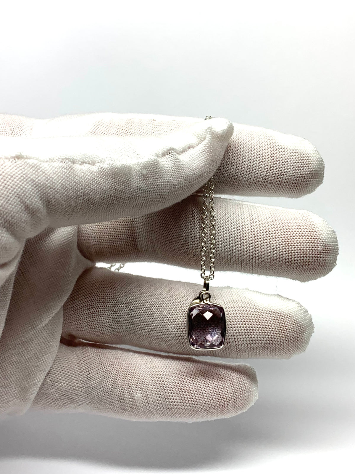 Pink Amethyst “Cushion”, 925 Sterling Silver Pendant