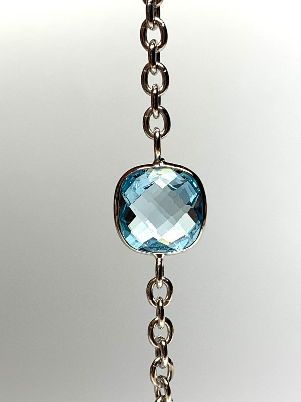“Flora” Necklace, 925 Sterling Silver, Multi Color Gemstones, Blue Topaz, Citrine, Rose Quartz, Pink Amethyst, Green Amethyst