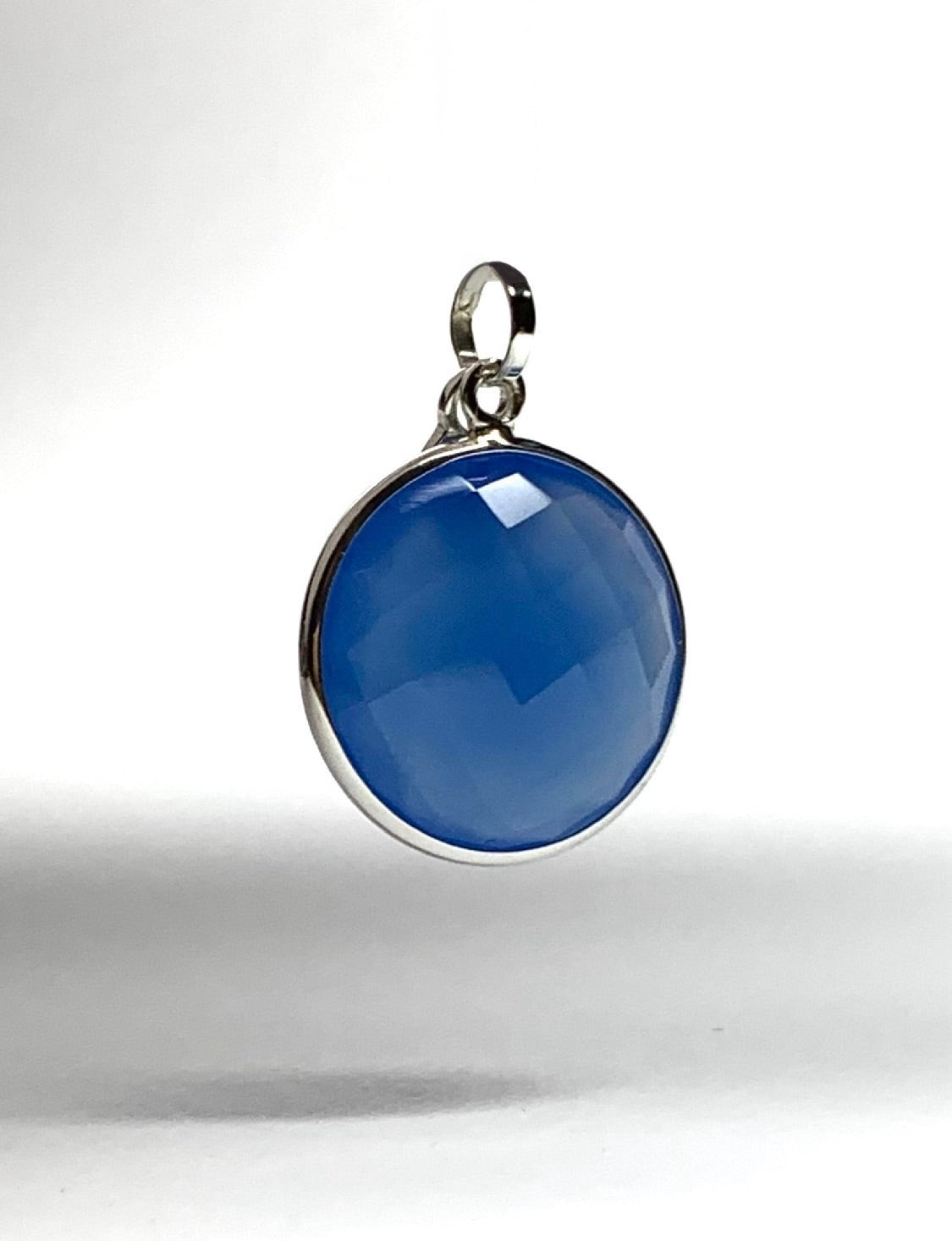 “Ball” Pendant, Sky Blue Chalcedony, 925 Sterling Silver