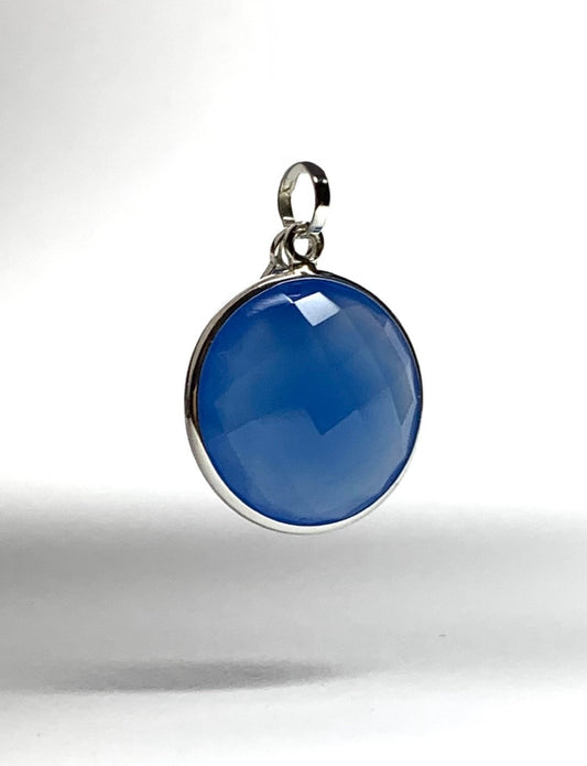 “Ball” Pendant, Sky Blue Chalcedony, 925 Sterling Silver