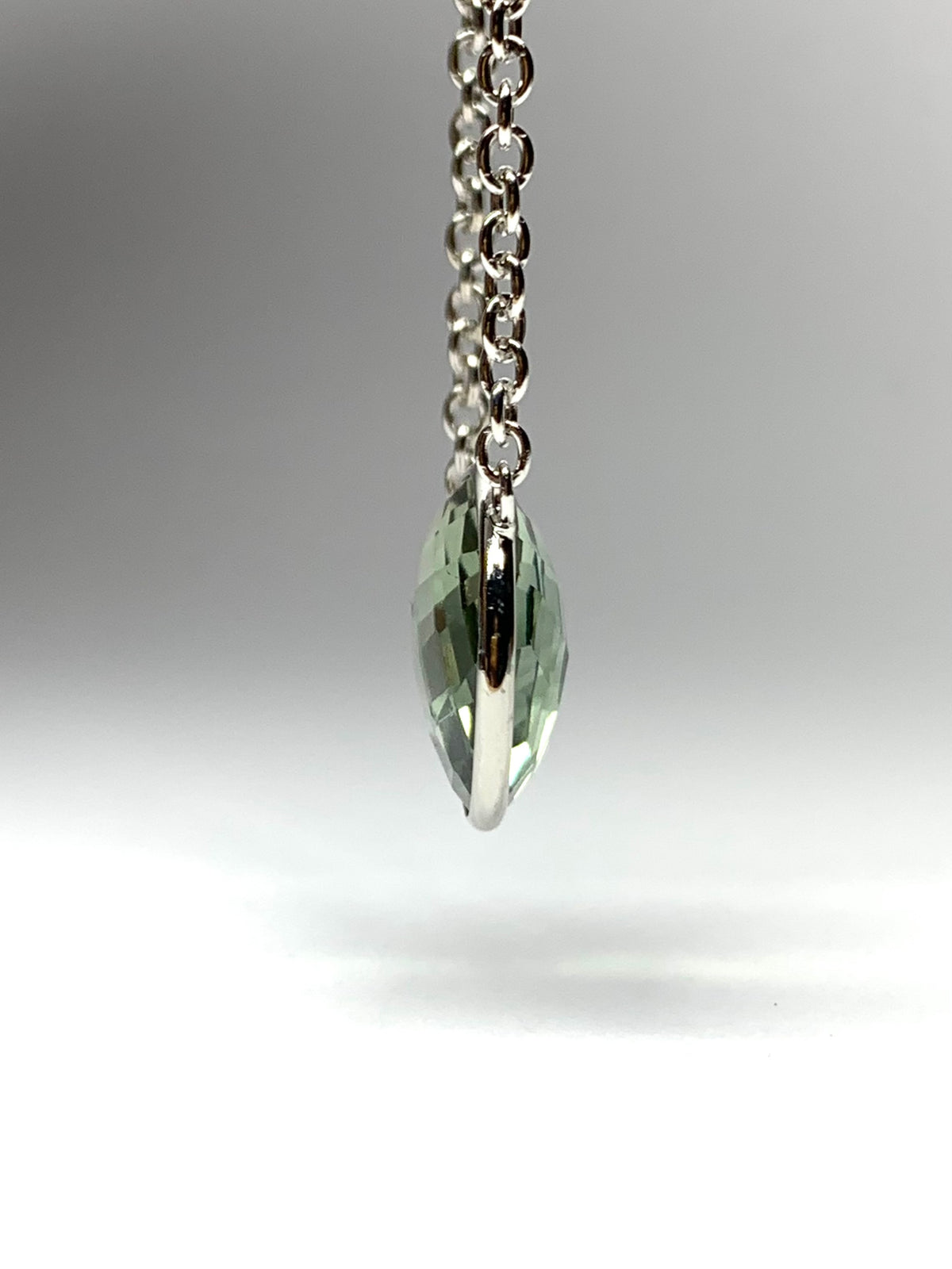 Green Amethyst “Pear”, 925 Sterling Silver Necklace