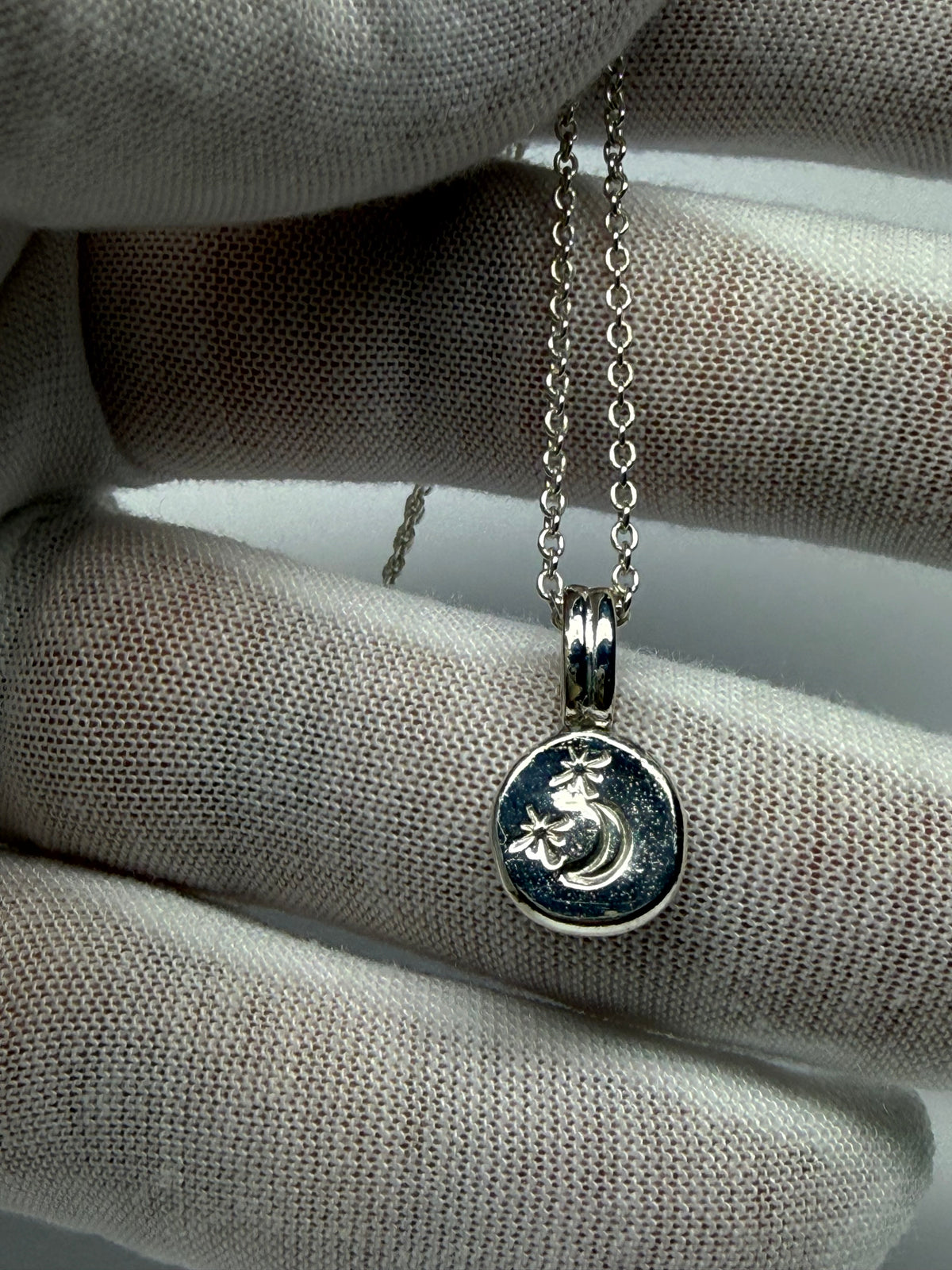 “Night” Nugget Pebble Pendant, 925 Sterling Silver