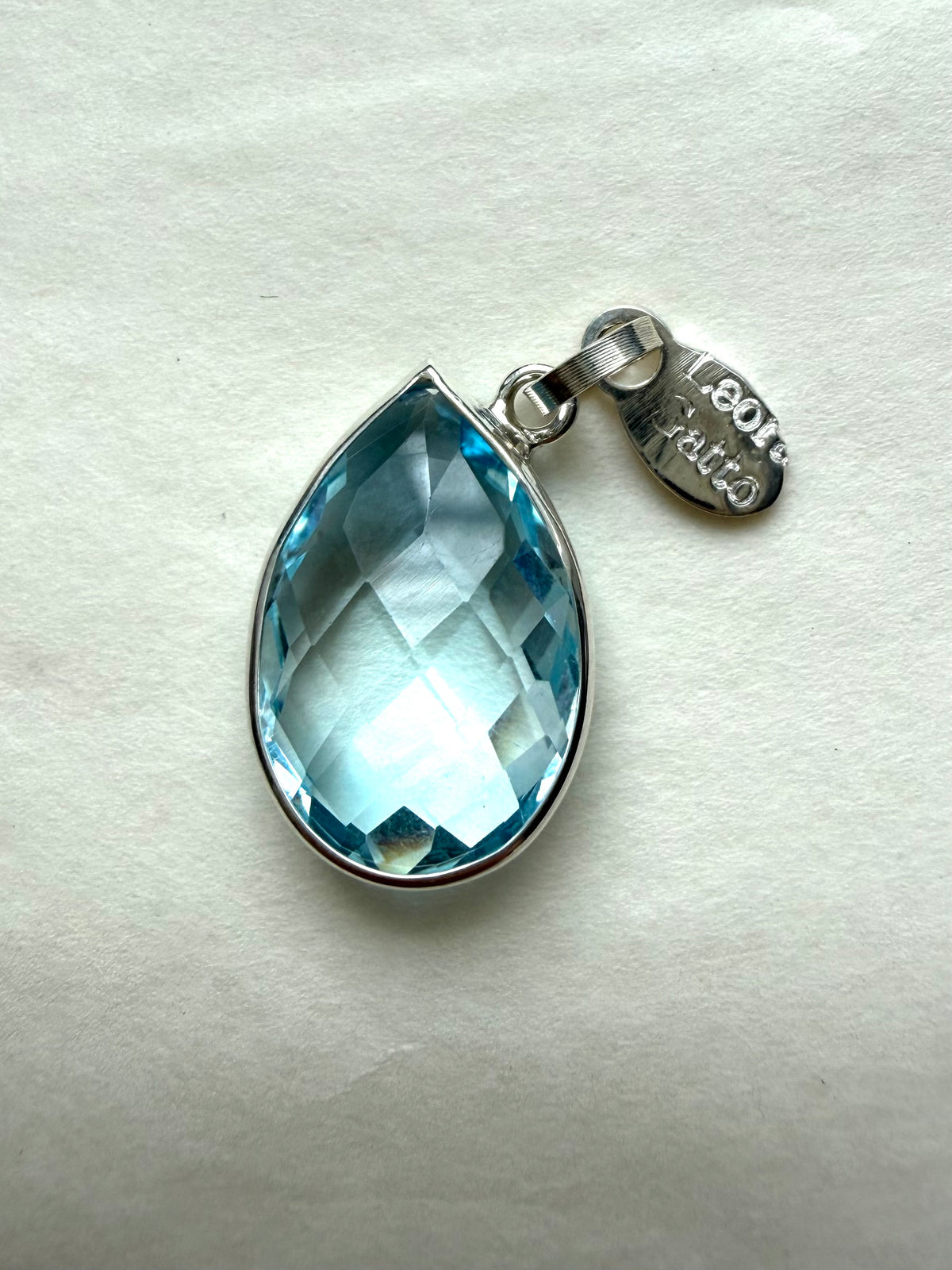 “Blue Drop” Pendant, 925 Sterling Silver, Blue Topaz