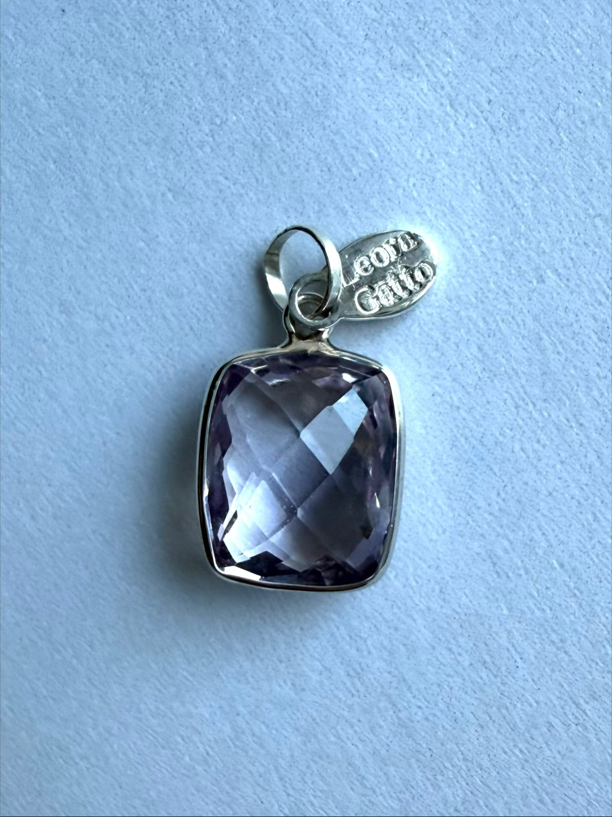 Pink Amethyst “Cushion”, 925 Sterling Silver Pendant