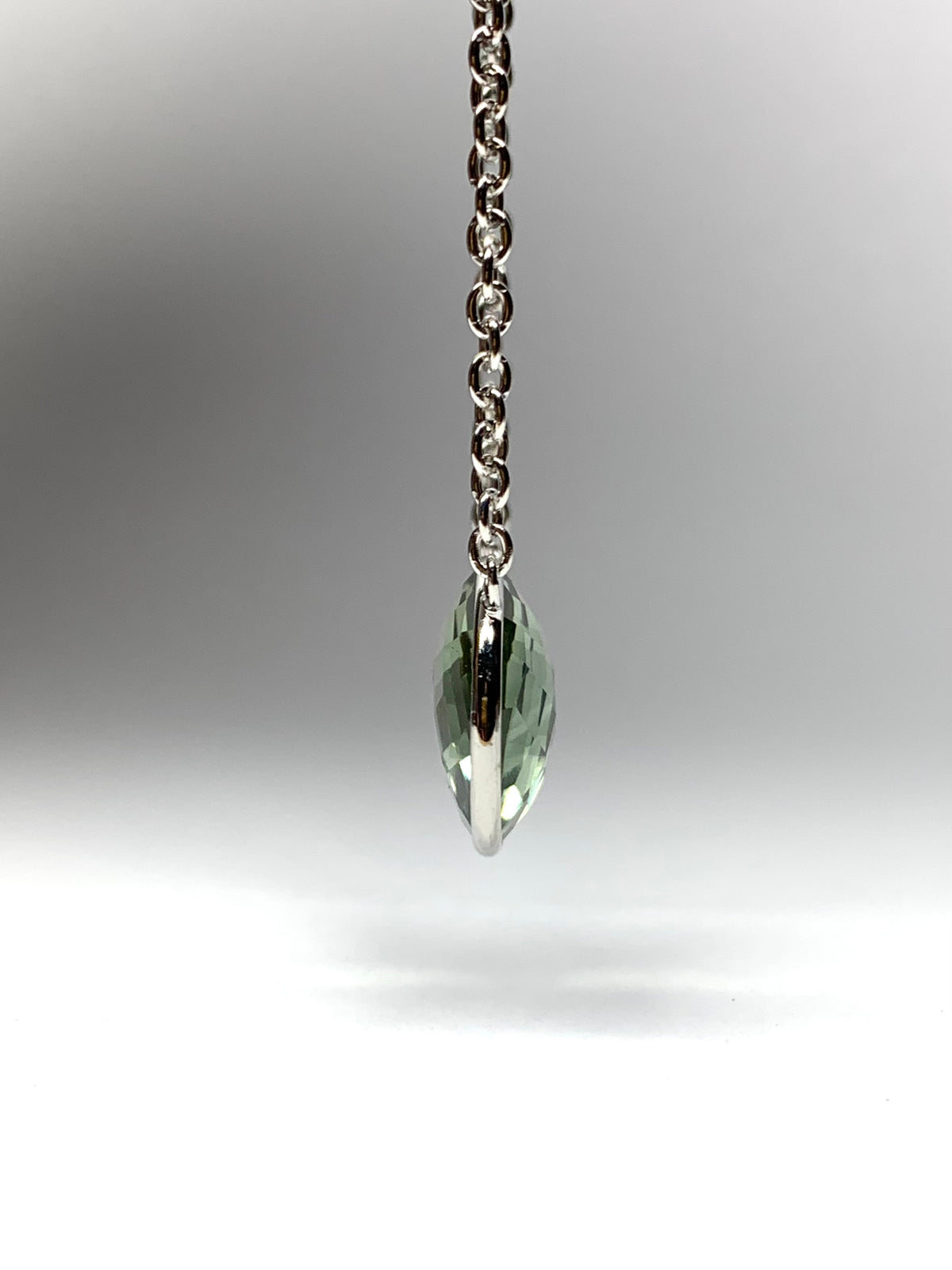 Green Amethyst “Pear”, 925 Sterling Silver Necklace