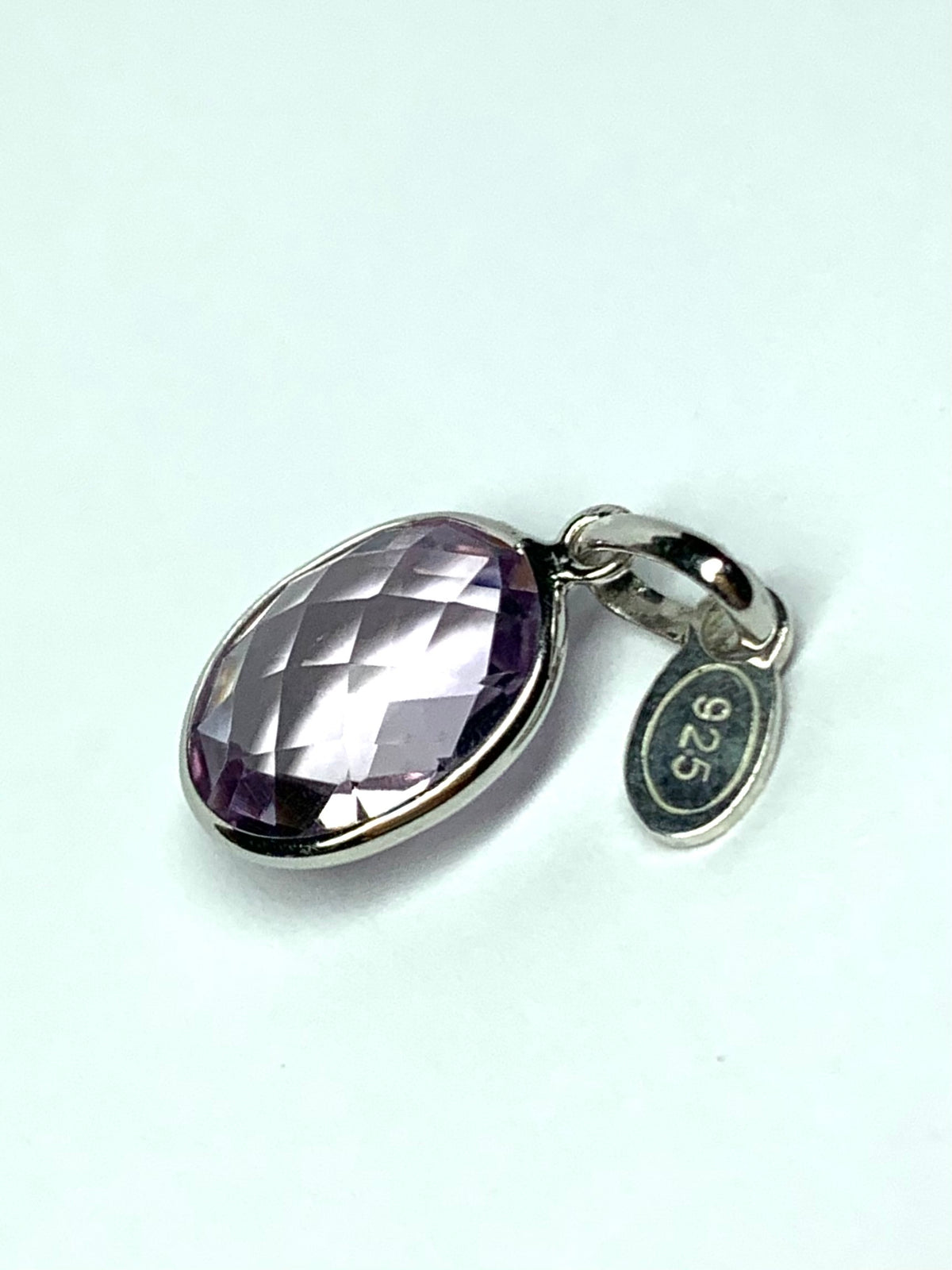Pink Amethyst “Oval”, 925 Sterling Silver Pendant