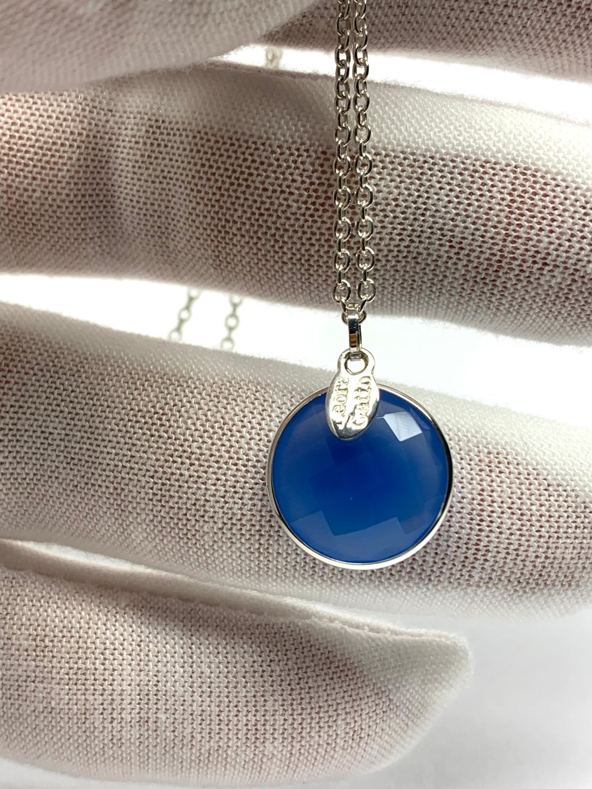 “Ball” Pendant, Sky Blue Chalcedony, 925 Sterling Silver