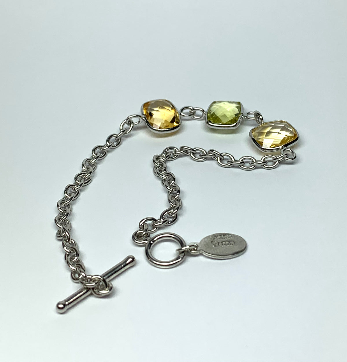 Citrine, Lemon Quartz “Cushions”, 925 Sterling Silver Bracelet
