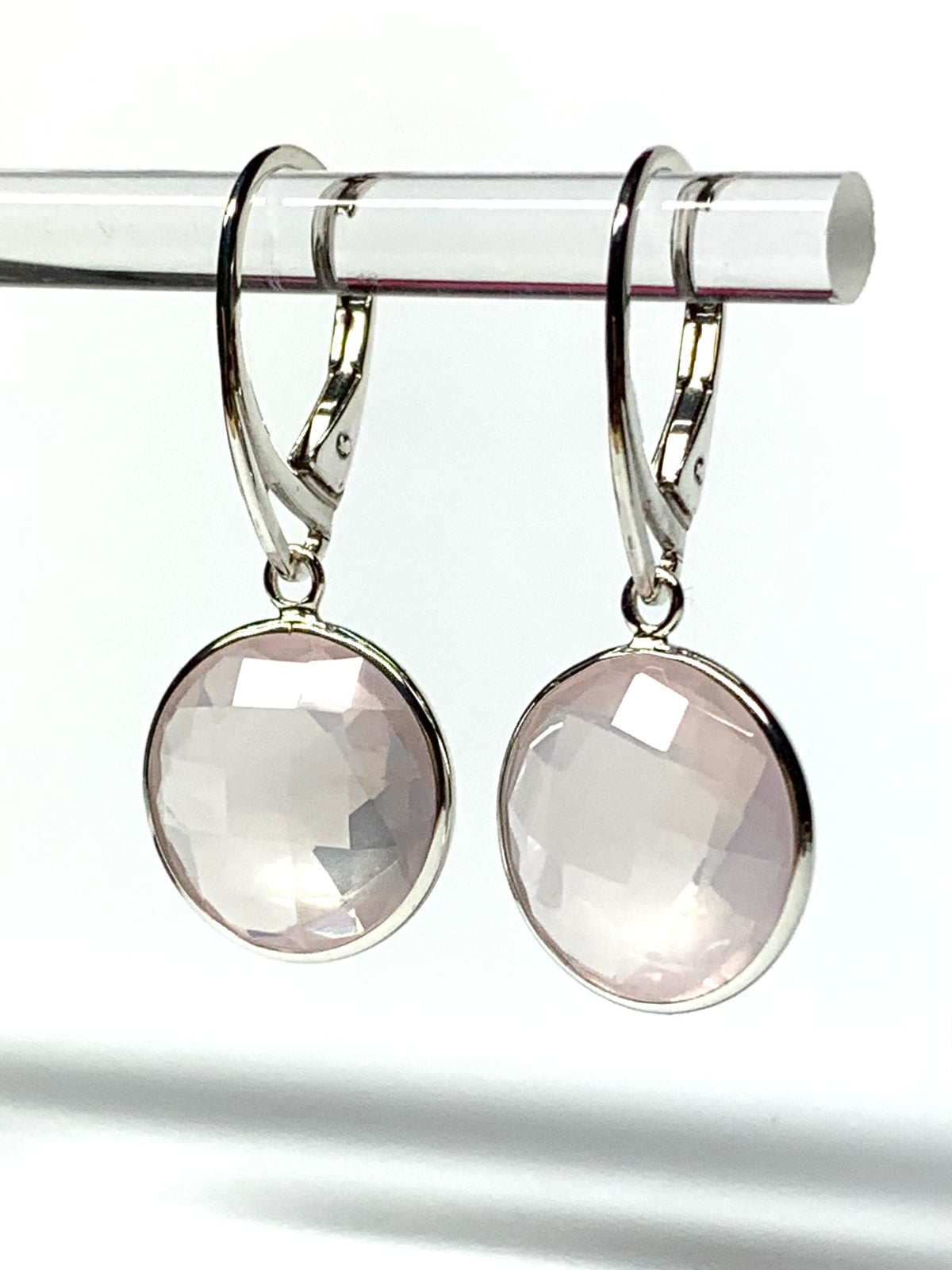“Crystal Ball”, 925 Sterling Silver, Rose Quartz Gemstone Drop Earrings