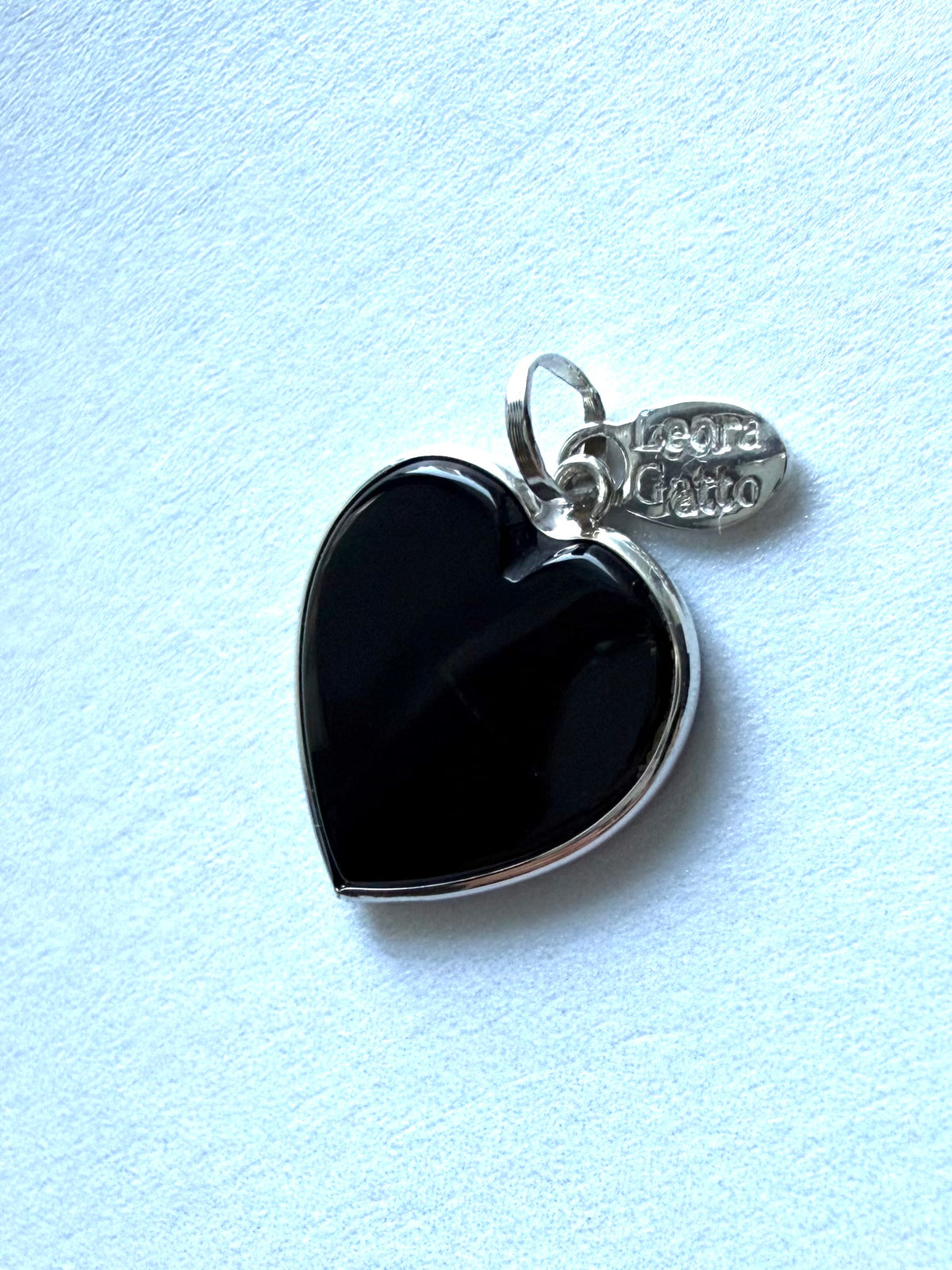 Black Onyx “Heart” Pendant, 925 Sterling Silver