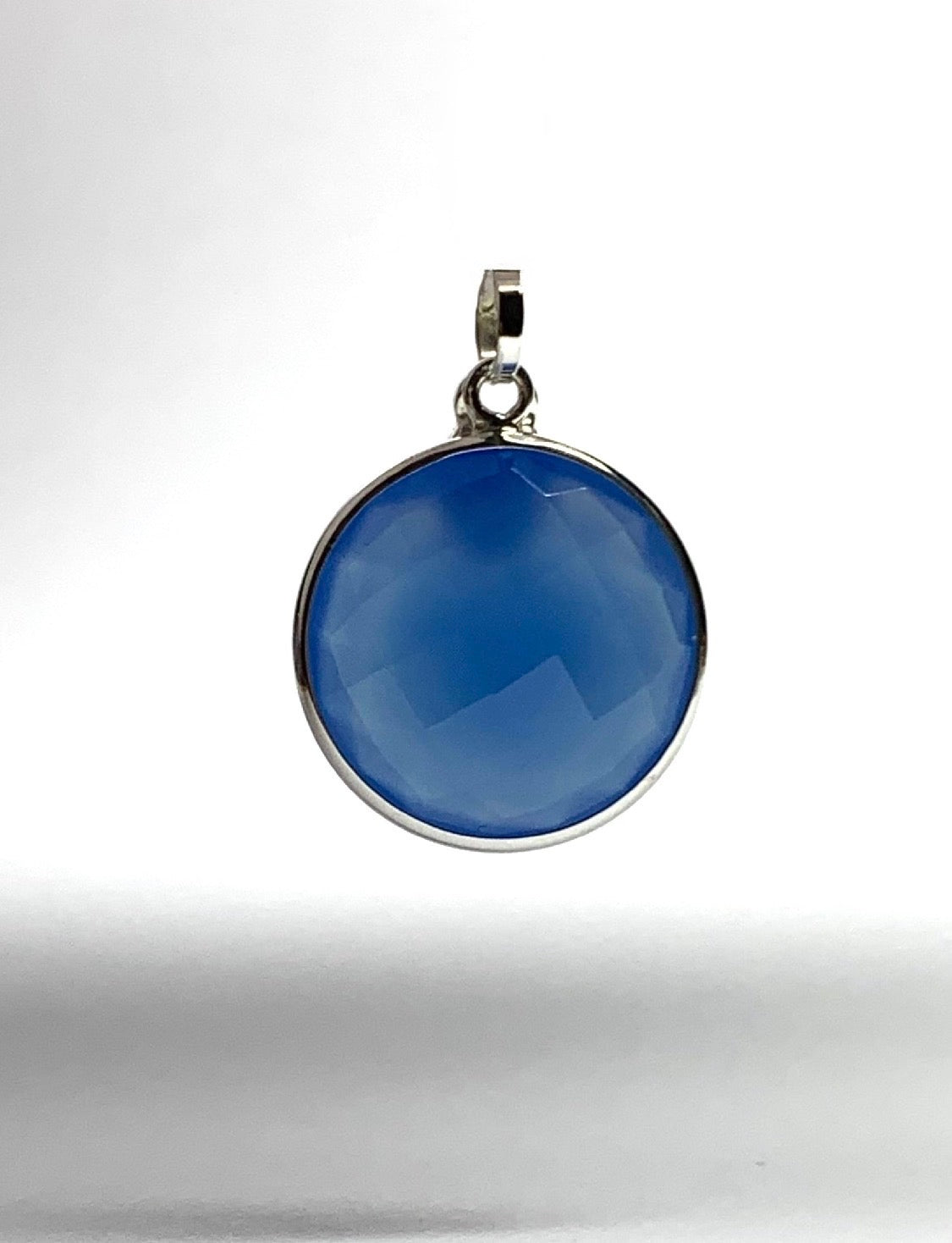 “Ball” Pendant, Sky Blue Chalcedony, 925 Sterling Silver