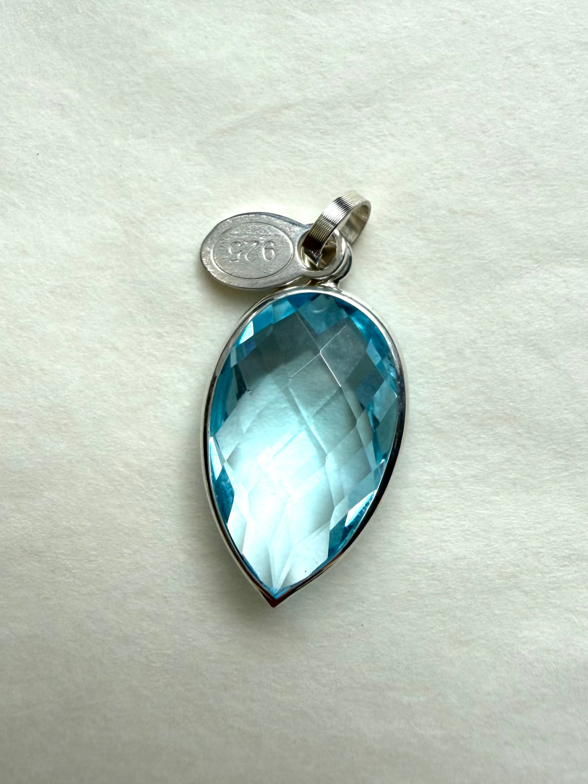 “Blue Drop” Pendant, 925 Sterling Silver, Blue Topaz