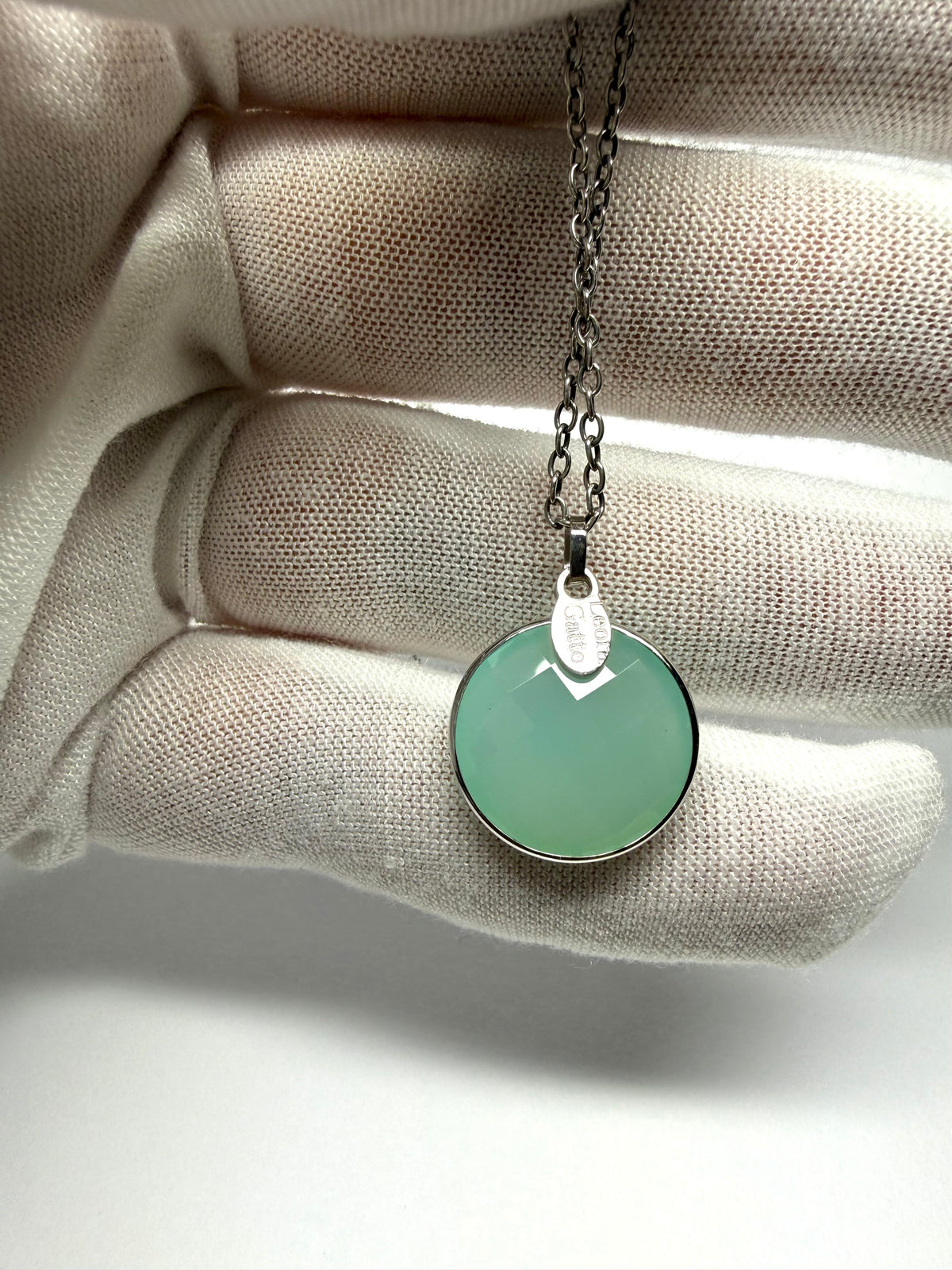 “Ball” Pendant, Aqua Blue Chalcedony, 925 Sterling Silver