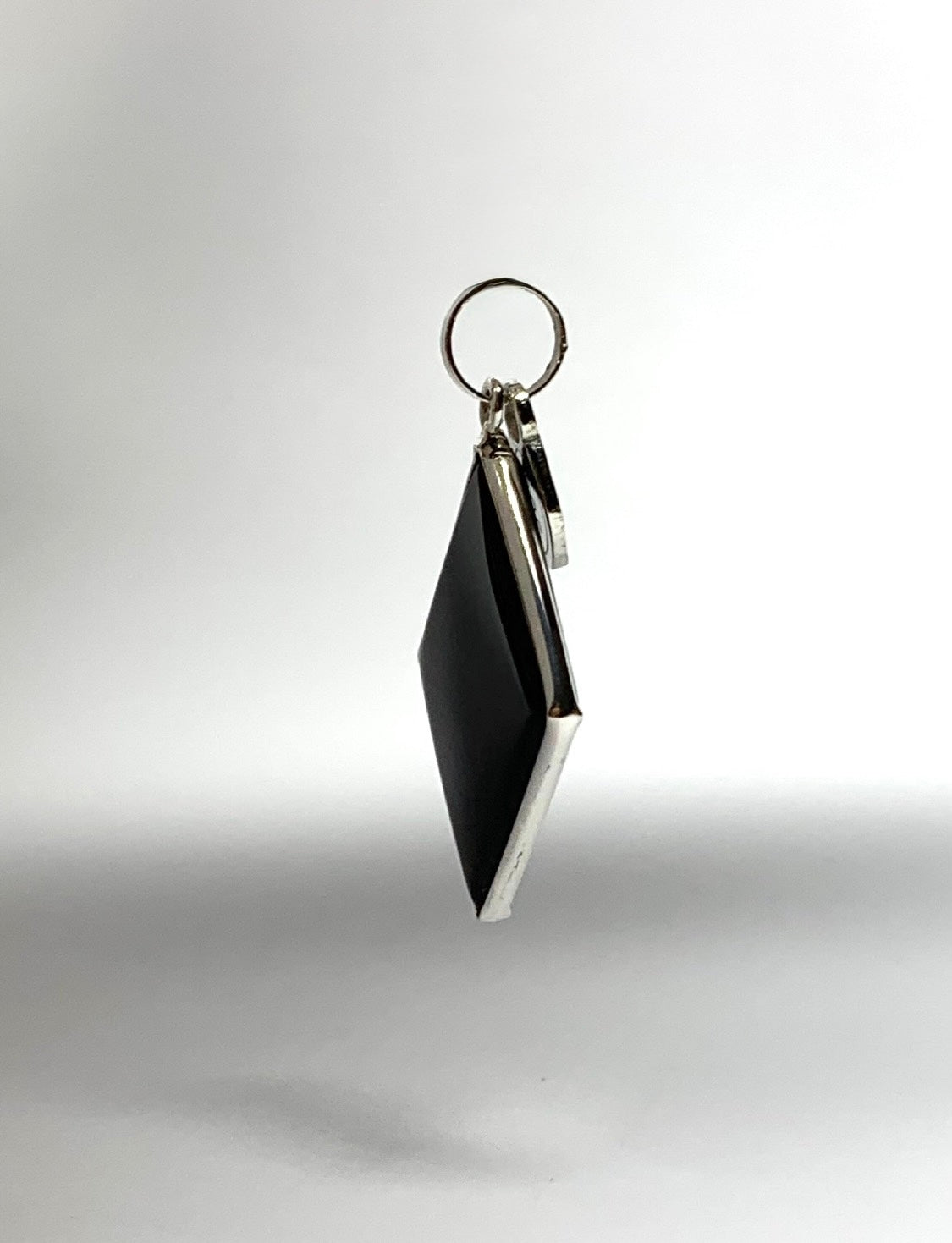 Black Onyx “Rhombus” Pendant, 925 Sterling Silver